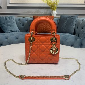 Elegant Orange Lambskin Luxury Style Women’s Handbag – Gold Tone Hardware Premium Edition