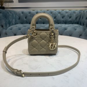 Elegant Mini Lady-Inspired Quilted Shoulder Bag – Natural Tone Luxury Style