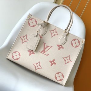 M21575 Cream White & Pink Designer-Inspired Silkscreen Luxury Handbag