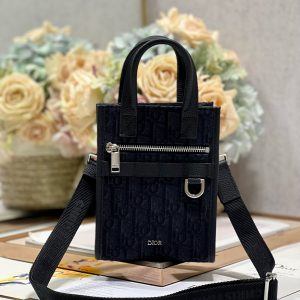 Dior♍️SAFARI NORTH-SOUTH Mini Handbag "Black Cloth"