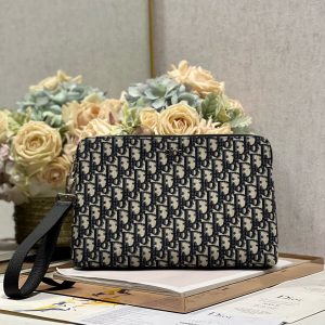 Dior 🖤 Clutch, Half-Circle Style, "Blue Canvas"