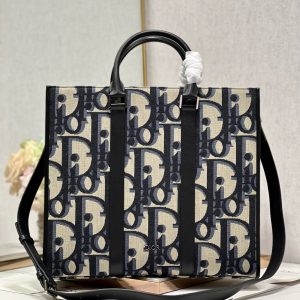 Dior East-West Handbag in Blue Canvas: