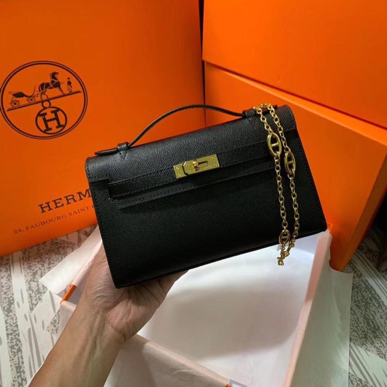 Hermès Kelly Pochette Mini Bag Brown - Image 6