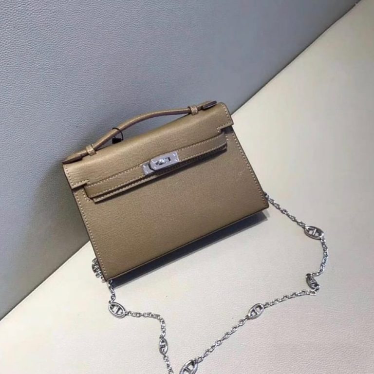 Hermès Kelly Pochette Mini Bag Brown - Image 11