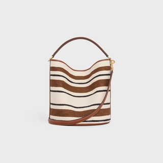 Celine 16 Soft Striped Textile Bucket Bag - Image 2