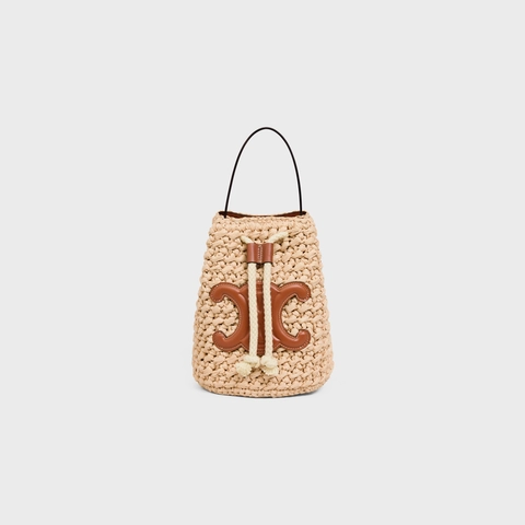 Celine Teen Drawstring Raffia Bag