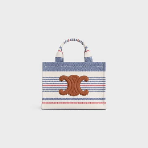 Celine Cabas Thais Stripped Textile Bag