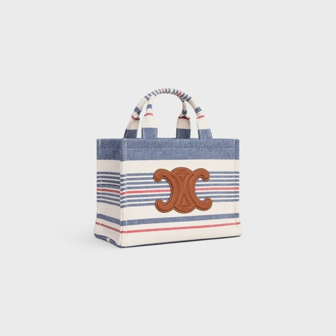 Celine Cabas Thais Stripped Textile Bag - Image 3