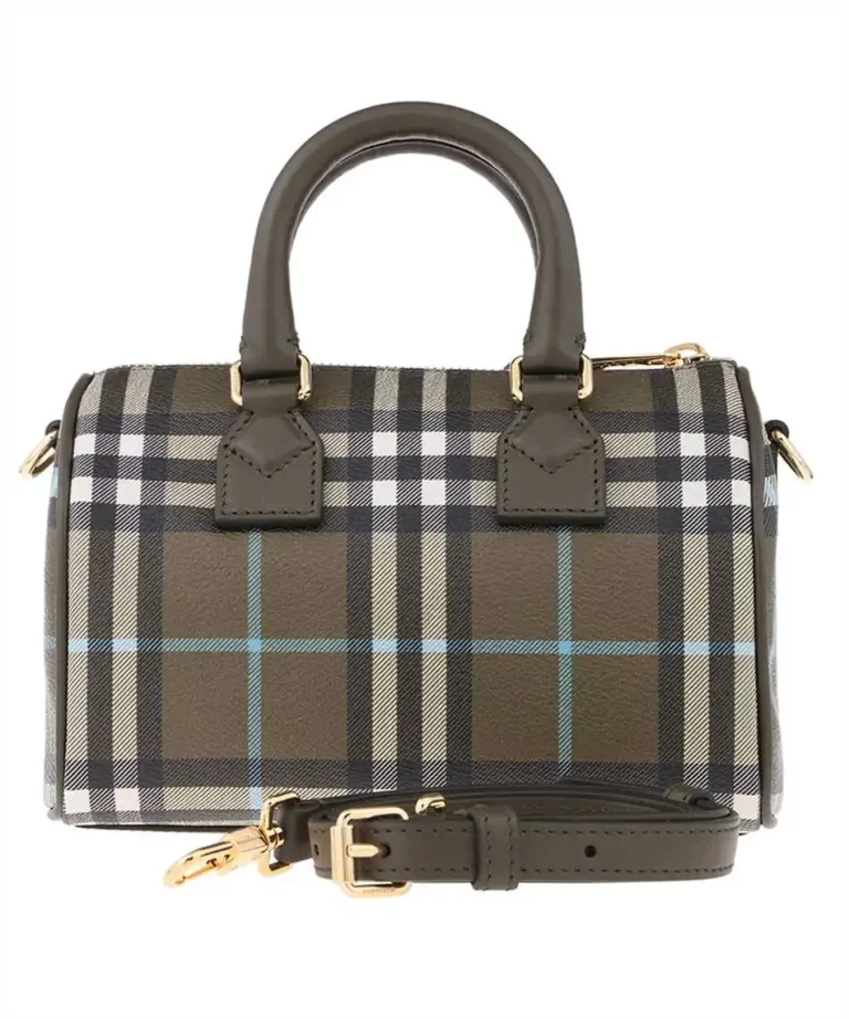 Burberry Small Check & Leather Top Handle Bowling Bag - Image 2