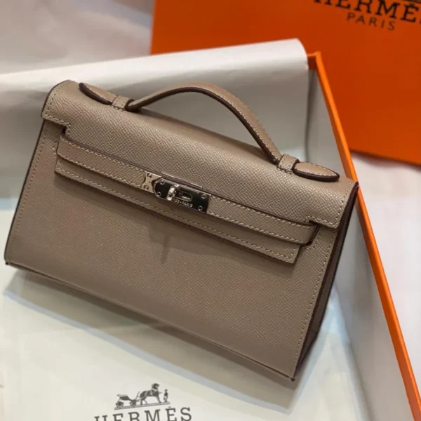 Hermes Kelly Bag 19 Epsom Leather Light Gray