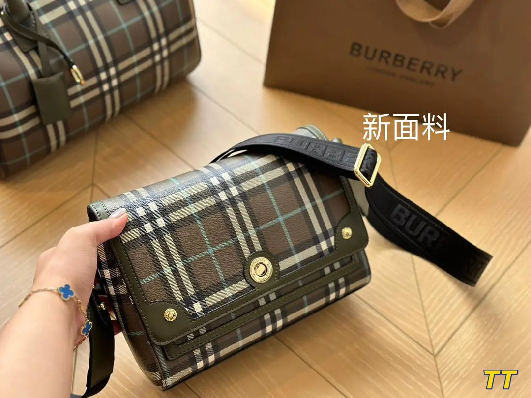 Burberry Mini Check & Vintage Leather Crossbody Bag