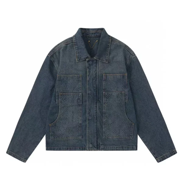 Replica Louis Vuitton Embossed Old Flower Denim Jacket Coat