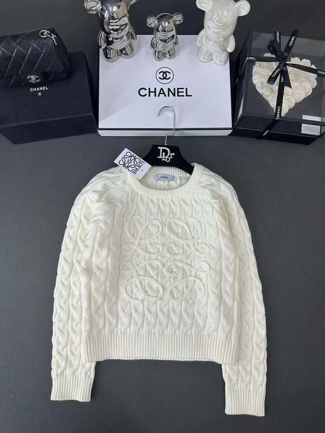 Loewe Anagram-embossed Wool-blend Knitted Sweater