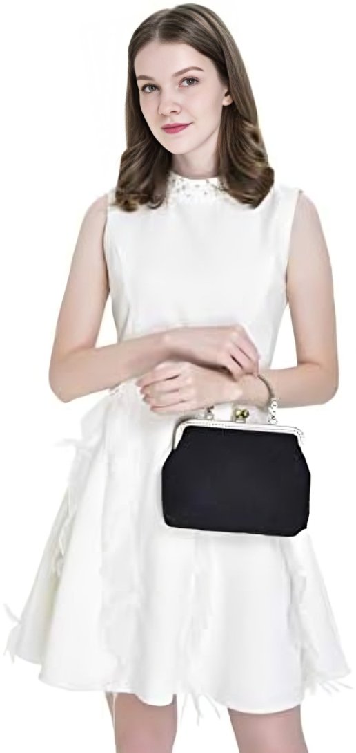 Elegant evening look featuring the Lady Dior dupe bag from The Luxe Vault.